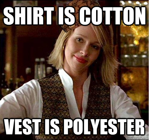 Shirt is cotton vest is polyester   Scumbag Christian Girl