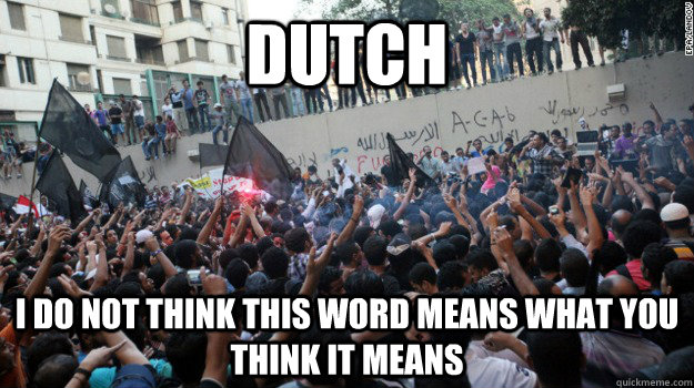 DUTCH I DO NOT THINK THIS WORD MEANS WHAT YOU THINK IT MEANS  Protesting the Dutch