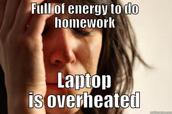Homework problems - FULL OF ENERGY TO DO HOMEWORK LAPTOP IS OVERHEATED First World Problems