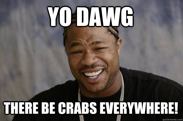 Yo Dawg There be crabs EVERYWHERE!  Xzibit meme