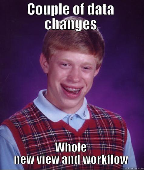 COUPLE OF DATA CHANGES WHOLE NEW VIEW AND WORKFLOW Bad Luck Brian