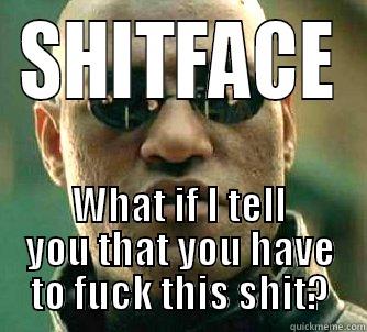 SHITFACE WHAT IF I TELL YOU THAT YOU HAVE TO FUCK THIS SHIT? Matrix Morpheus
