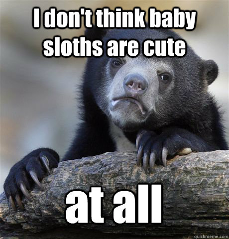 I don't think baby sloths are cute at all - I don't think baby sloths are cute at all  Confession Bear