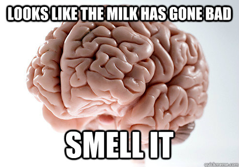 LOOKS LIKE THE MILK HAS GONE BAD SMELL IT  Scumbag Brain