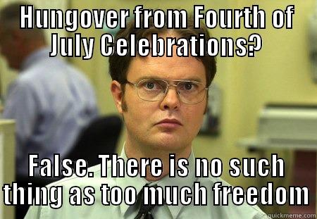 July 4th Dwight - HUNGOVER FROM FOURTH OF JULY CELEBRATIONS? FALSE. THERE IS NO SUCH THING AS TOO MUCH FREEDOM Dwight