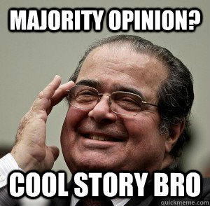 Majority opinion? Cool story bro  - Majority opinion? Cool story bro   Scalia