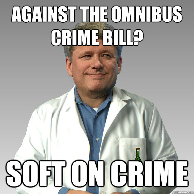 Against the Omnibus Crime Bill? soft on crime  