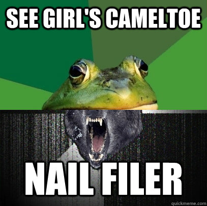 See girl's cameltoe Nail filer  