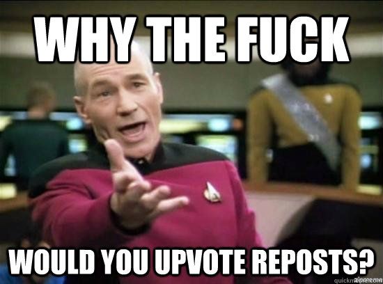 Why the fuck would you upvote reposts? - Why the fuck would you upvote reposts?  Annoyed Picard HD