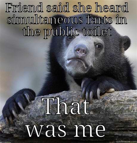 FRIEND SAID SHE HEARD SIMULTANEOUS FARTS IN THE PUBLIC TOILET THAT WAS ME Confession Bear