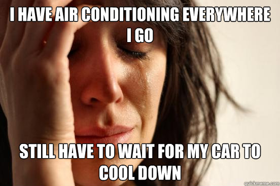 I have air conditioning everywhere i go still have to wait for my car to cool down  First World Problems