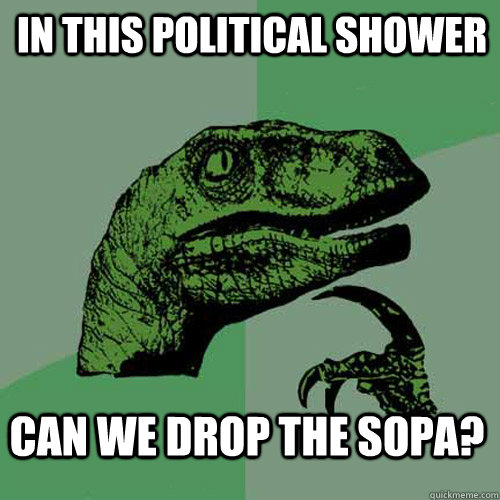 in this political shower can we Drop the sopa?  Philosoraptor