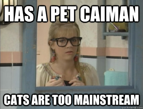 Has a pet caiman cats are too mainstream - Has a pet caiman cats are too mainstream  Hipster Clarissa
