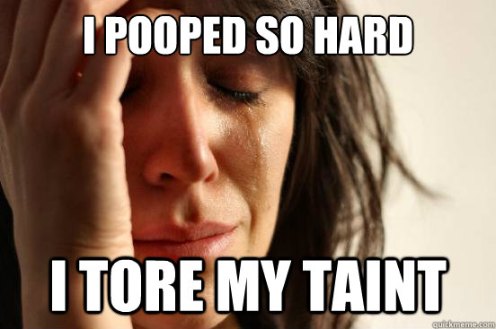 I pooped so hard I tore my taint - I pooped so hard I tore my taint  First World Problems