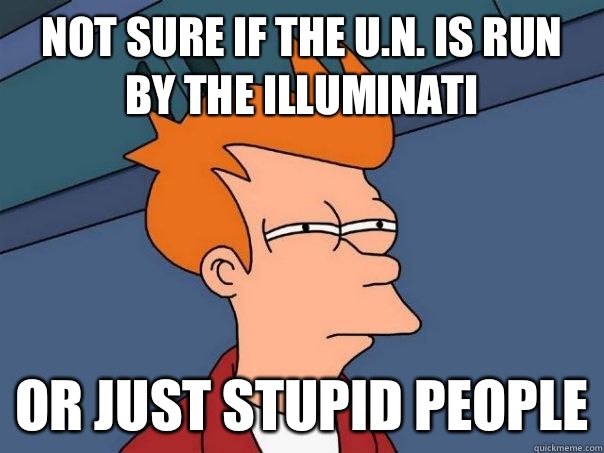 Not sure if the U.N. is run by the Illuminati  Or just stupid people  Futurama Fry