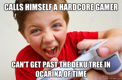 Calls himself a hardcore gamer Can't get past the deku tree in ocarina of time  Annoying Gamer Kid