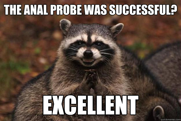 THE ANAL PROBE WAS SUCCESSFUL? EXCELLENT  Evil Plotting Raccoon