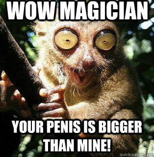 wow magician your penis is bigger than mine!  Peeping tom lemur