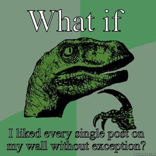 WHAT IF I LIKED EVERY SINGLE POST ON MY WALL WITHOUT EXCEPTION? Philosoraptor