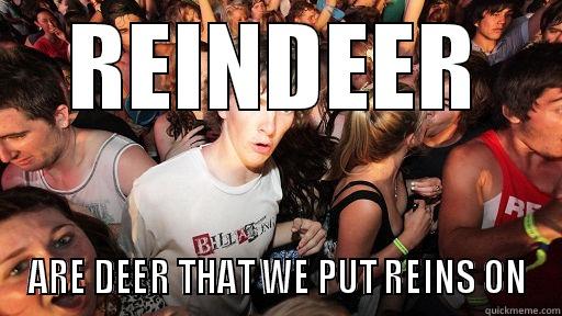 REINDEER ARE DEER THAT WE PUT REINS ON Sudden Clarity Clarence