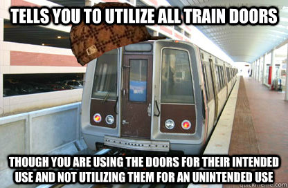 Tells you to utilize all train doors Though you are using the doors for their intended use and not utilizing them for an unintended use  