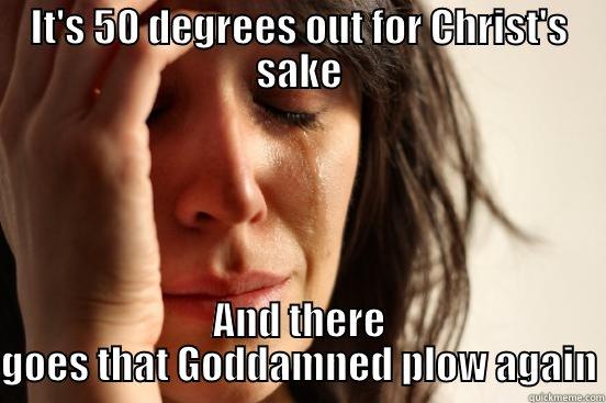 IT'S 50 DEGREES OUT FOR CHRIST'S SAKE AND THERE GOES THAT GODDAMNED PLOW AGAIN First World Problems