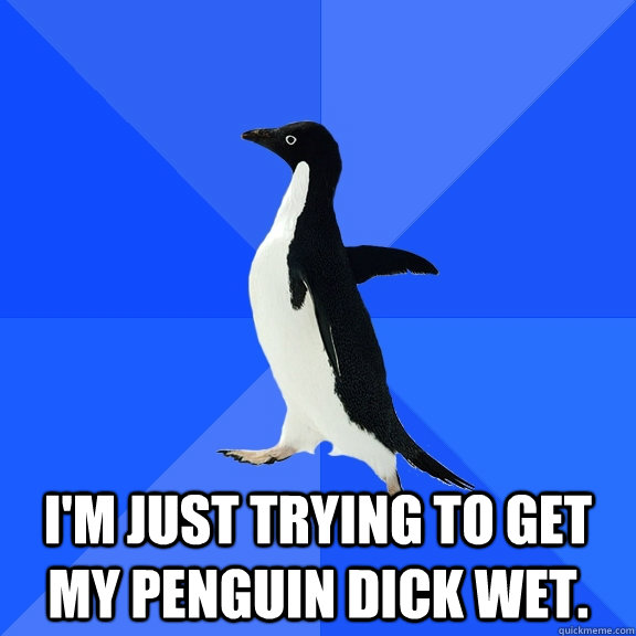  I'm just trying to get my penguin dick wet.  Socially Awkward Penguin