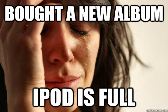 Bought a new album ipod is full  First World Problems