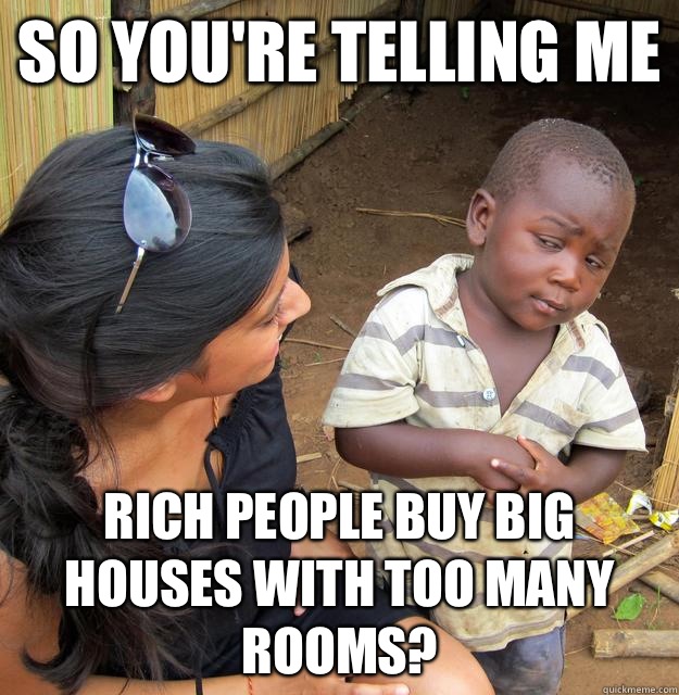 So you're telling me Rich people buy big houses with too many rooms?  Skeptical Third World Child
