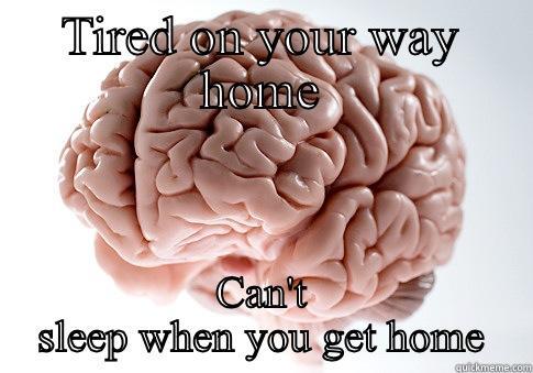 TIRED ON YOUR WAY HOME CAN'T SLEEP WHEN YOU GET HOME Scumbag Brain