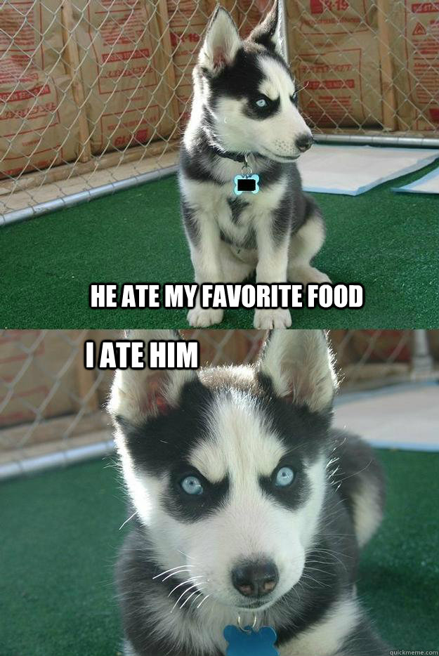 He ate my favorite food i ate him  Insanity puppy
