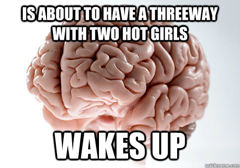 Is about to have a threeway with two hot girls wakes up  Scumbag Brain