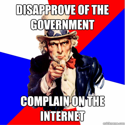 Disapprove of the government Complain on the internet  