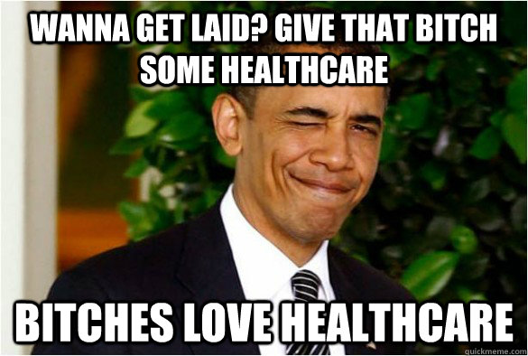 Wanna get laid? Give that bitch some healthcare bitches love healthcare  Brobama
