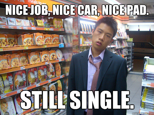 Nice job, nice car, nice pad. Still single.  Disenchanted Young Professional
