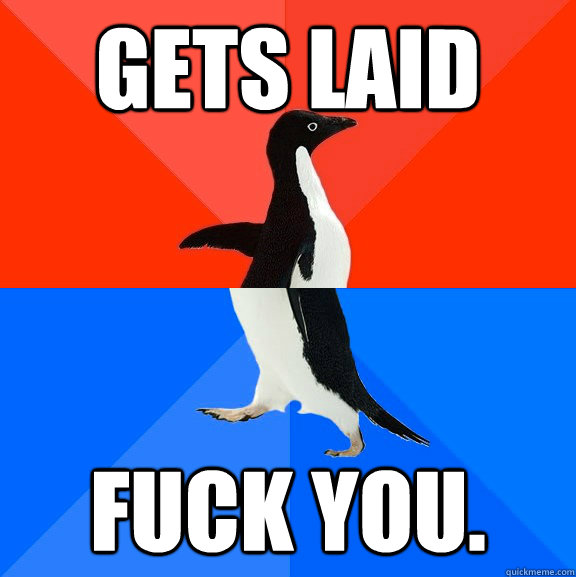 GETS LAID FUCK YOU.  Socially Awesome Awkward Penguin