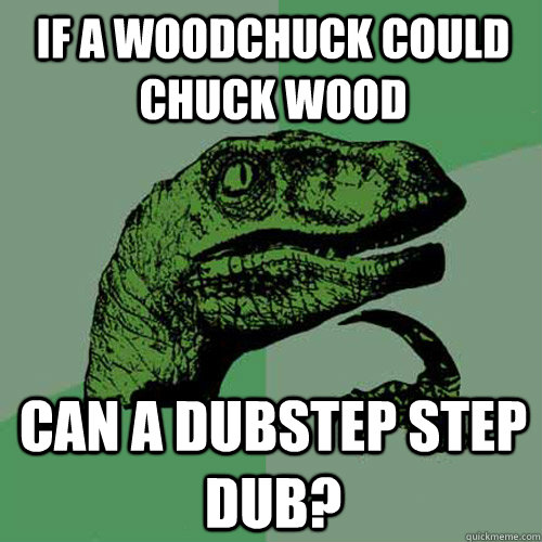 If a woodchuck could chuck wood Can a dubstep step dub?  Philosoraptor