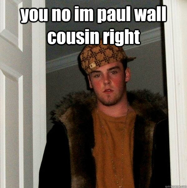 you no im paul wall cousin right   Scumbag Steve