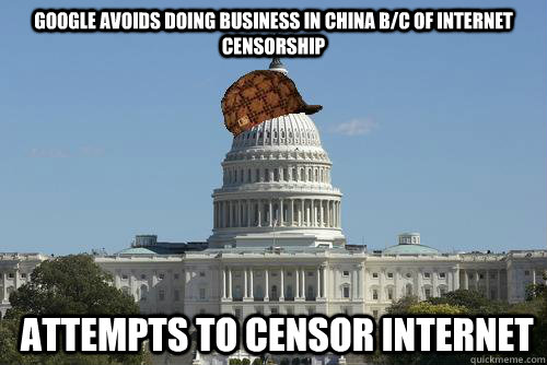Google avoids doing business in China b/c of internet censorship  Attempts to censor internet - Google avoids doing business in China b/c of internet censorship  Attempts to censor internet  Scumbag Government
