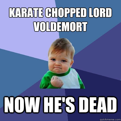 Karate chopped Lord Voldemort Now he's dead  Success Kid