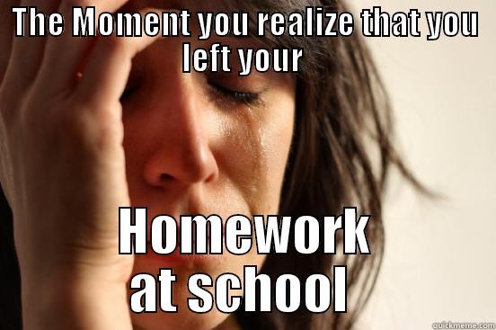 THE MOMENT YOU REALIZE THAT YOU LEFT YOUR  HOMEWORK AT SCHOOL  First World Problems