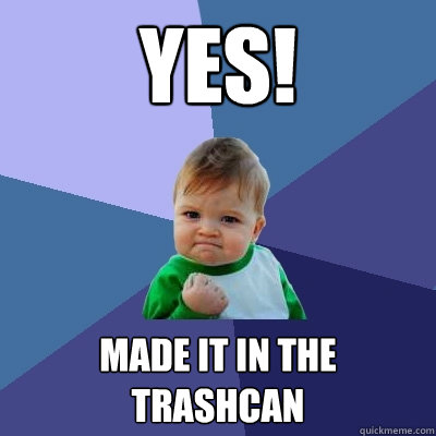 Yes! Made it in the trashcan  Success Kid