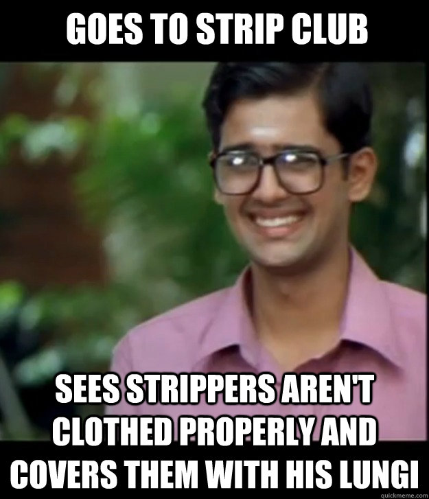 Goes To Strip Club Sees strippers aren't clothed properly and covers them with his lungi  