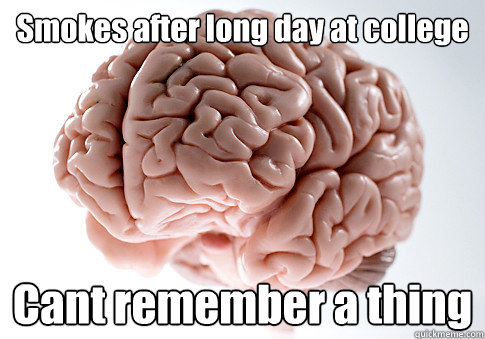 Smokes after long day at college Cant remember a thing   Scumbag Brain