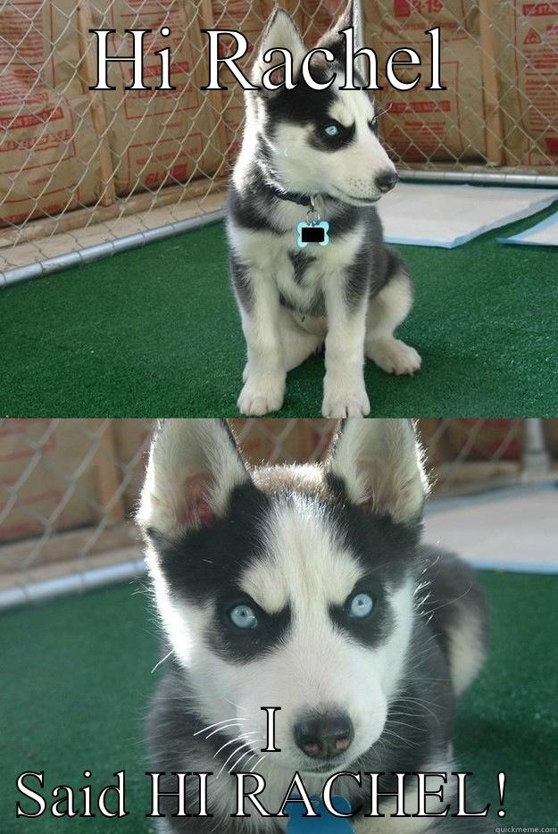 HI RACHEL I SAID HI RACHEL!  Insanity puppy