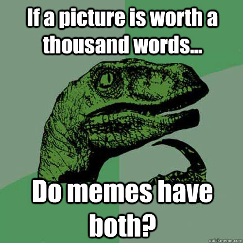 If a picture is worth a thousand words... Do memes have both?  Philosoraptor