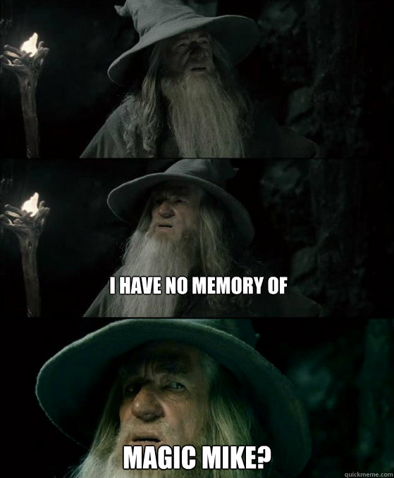 I have no memory of Magic Mike?  Confused Gandalf