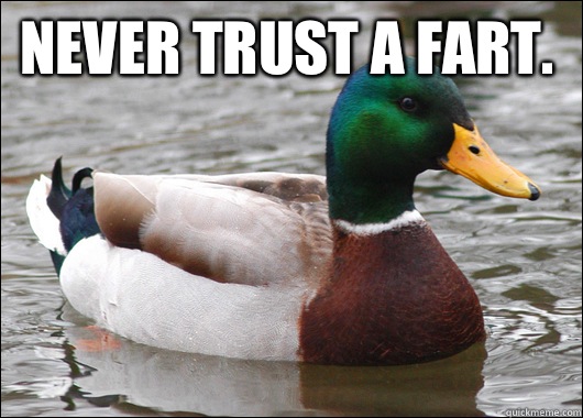 Never trust a fart.    Actual Advice Mallard