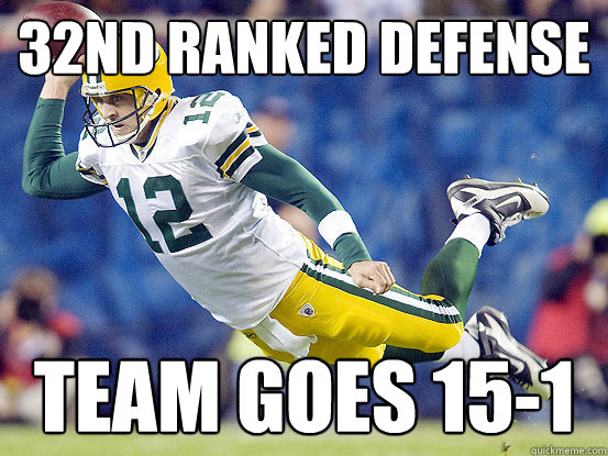 32nd ranked defense team goes 15-1   