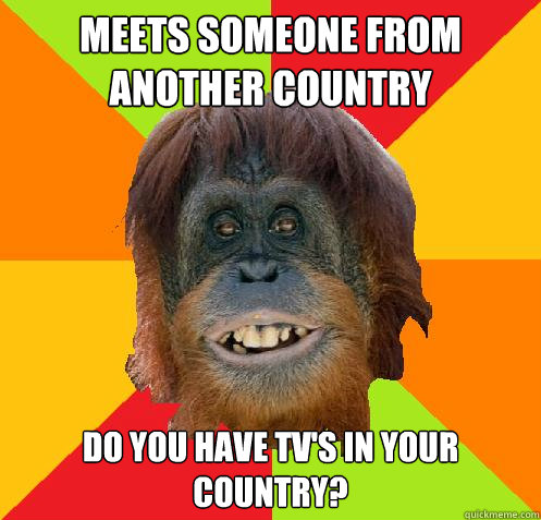 Meets someone from another country Do you have TV's in your country? - Meets someone from another country Do you have TV's in your country?  Culturally Oblivious Orangutan